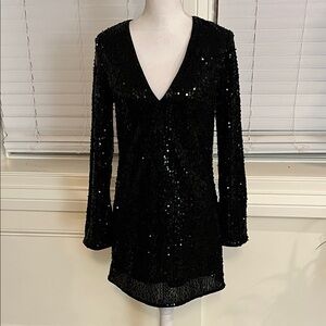H&M Sparkling Black Long Sleeve Dress